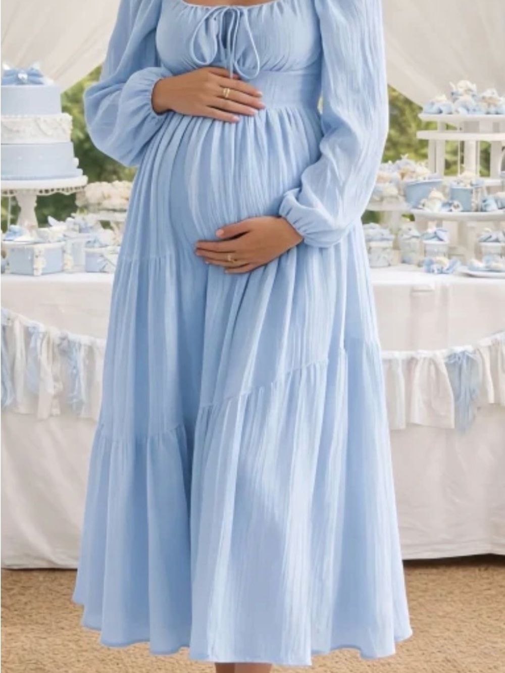 Light Blue Maxi Maternity Dress